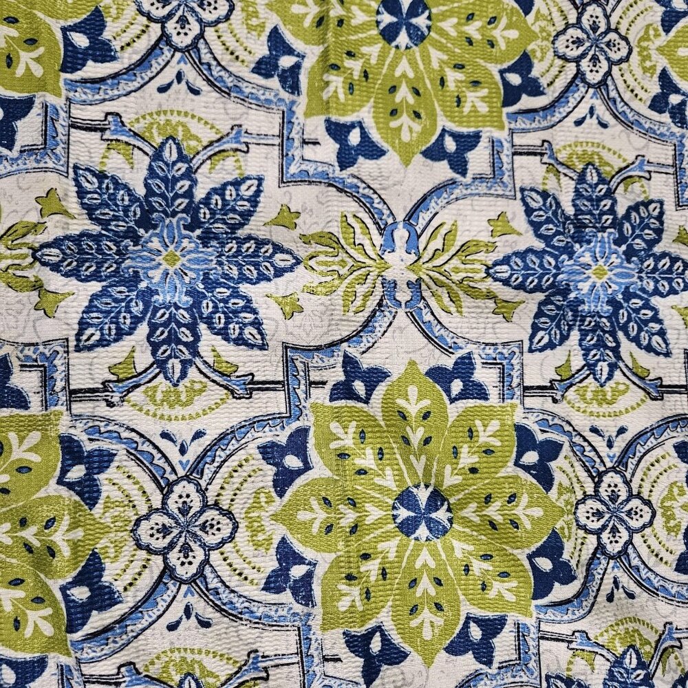 Set 4 Cloth Napkins 18x18 Blue Green Floral Microfiber Mediterranean Tile Table